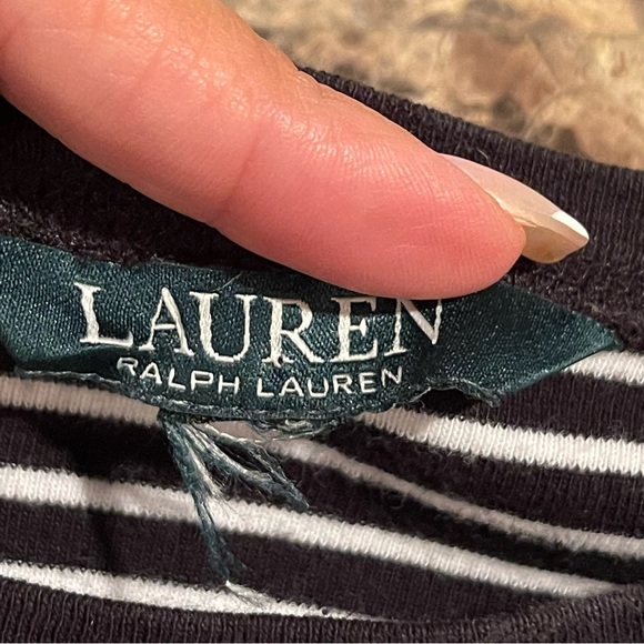 Lauren by Ralph Lauren Women’s Elbow Patch Stripe Top - Picture 2 of 7